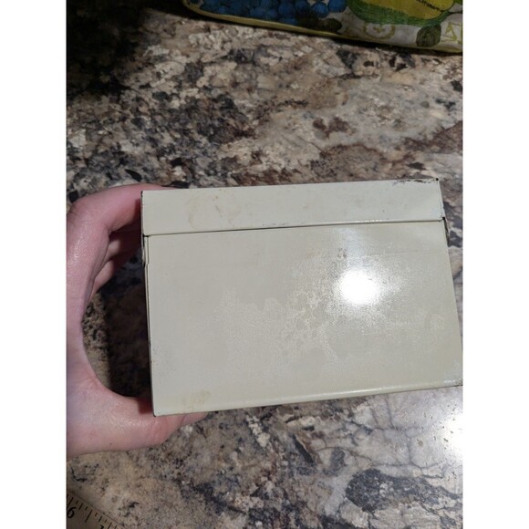 Vintage White Ohio Art Co Tin Litho Recipe Box Metal Toleware PA Dutch Grandma - Picture 9 of 11